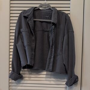American Eagle Outfitters Washed Black Cropped Jacket/Oversized Shirt XL